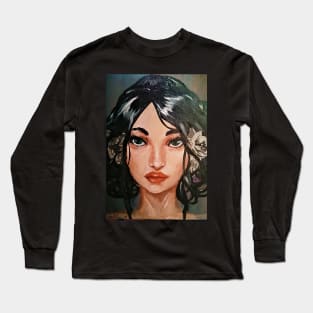 Cecile' (Girl with flowers in her hair) Long Sleeve T-Shirt